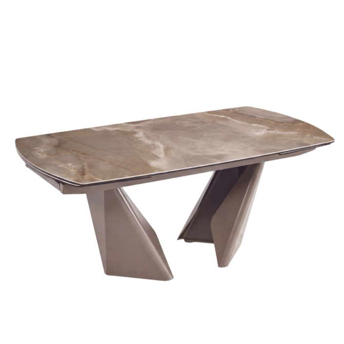 Tavolo ovale allungabile Musa Vittoria Onice Chocolate con gambe dark taupe Tavolo ovale allungabile Musa Vittoria Onice Chocolate con gambe dark taupe